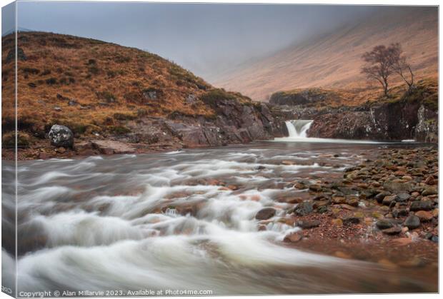 Waterfall on the River Etive Canvas Print by Alan Millarvie