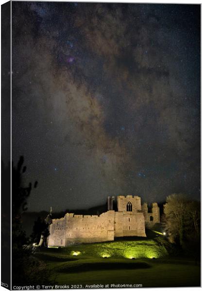 Oystermouth Castle Swansea with the Milky Way Core Canvas Print by Terry Brooks
