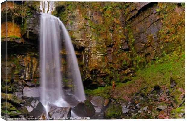 Melincourt Waterfall Neath Valley Wales Canvas Print by Terry Brooks