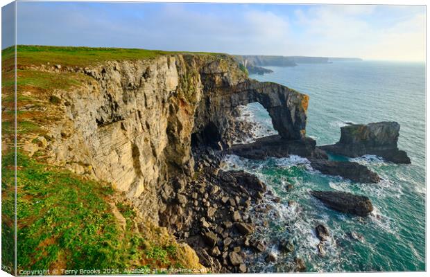 The Green Bridge of Wales Pembrokeshire Canvas Print by Terry Brooks