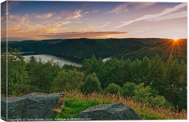 Llyn Brianne Sunset Canvas Print by Terry Brooks