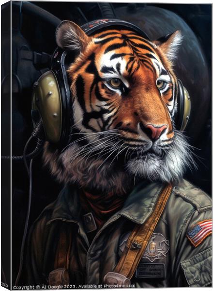 Fighter Pilot Tiger  Canvas Print by Craig Doogan Digital Art