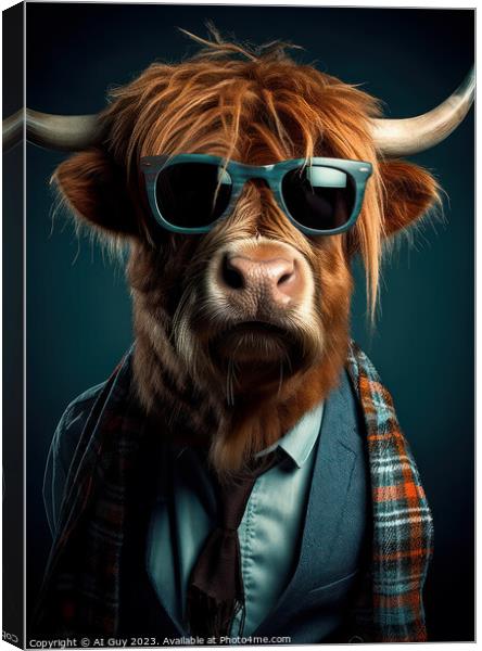 Hipster Highland Cow 5 Canvas Print by Craig Doogan Digital Art