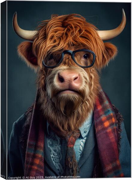 Hipster Highland Cow 1 Canvas Print by Craig Doogan Digital Art