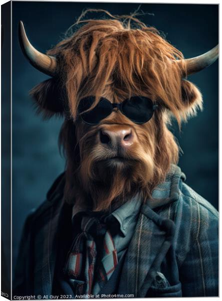 Hipster Highland Cow 6 Canvas Print by Craig Doogan Digital Art