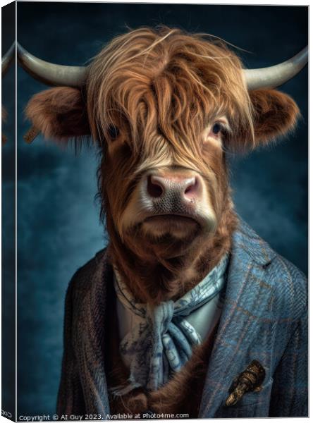 Hipster Highland Cow 8 Canvas Print by Craig Doogan Digital Art
