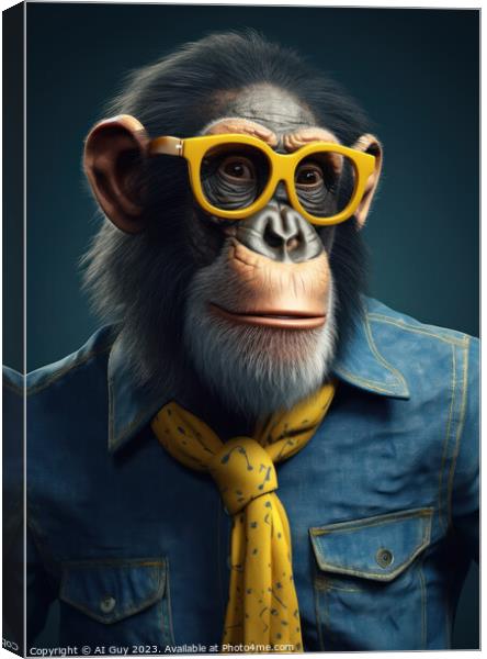 Chimpanzee Portrait Canvas Print by Craig Doogan Digital Art