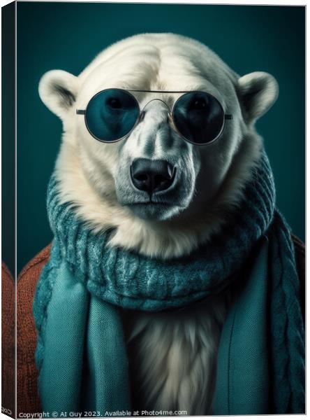 Hipster Polar Bear Canvas Print by Craig Doogan Digital Art