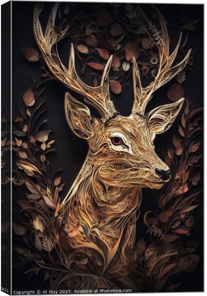 Deer Paper Art Canvas Print by Craig Doogan Digital Art