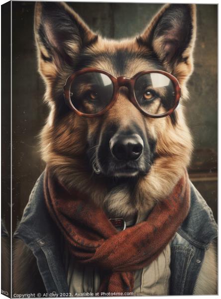 Hipster German Shepherd Canvas Print by Craig Doogan Digital Art