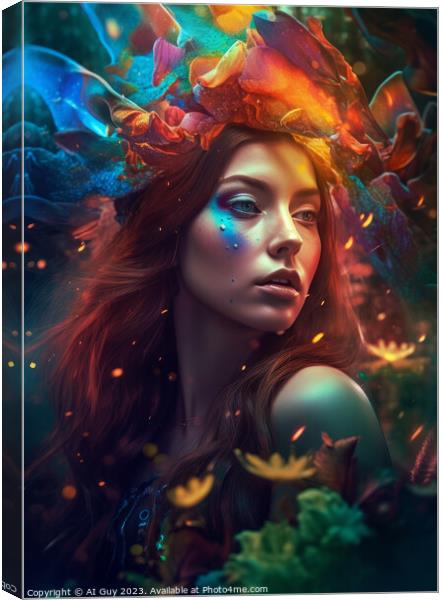 Fantasy Colourful Portrait Canvas Print by Craig Doogan Digital Art