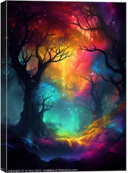 Rainbow Woodland Art Canvas Print by Craig Doogan Digital Art