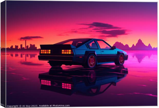 Neon Retro Car Canvas Print by Craig Doogan Digital Art