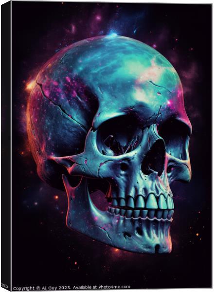 Neon Skull Canvas Print by Craig Doogan Digital Art