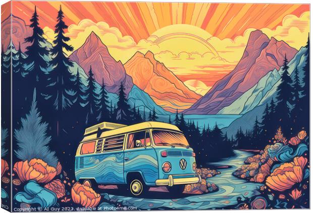 Trippy VW Camper Art Canvas Print by Craig Doogan Digital Art