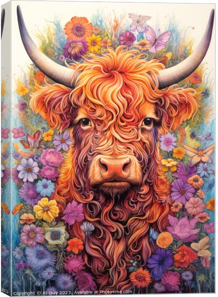Highland Cow Digital Painting Canvas Print by Craig Doogan Digital Art