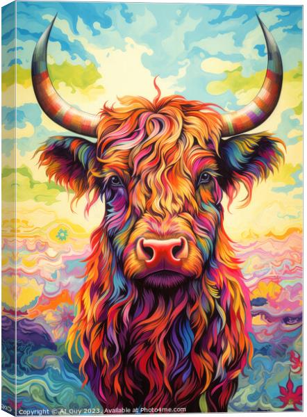 Highland Cow Digital Painting Canvas Print by Craig Doogan Digital Art