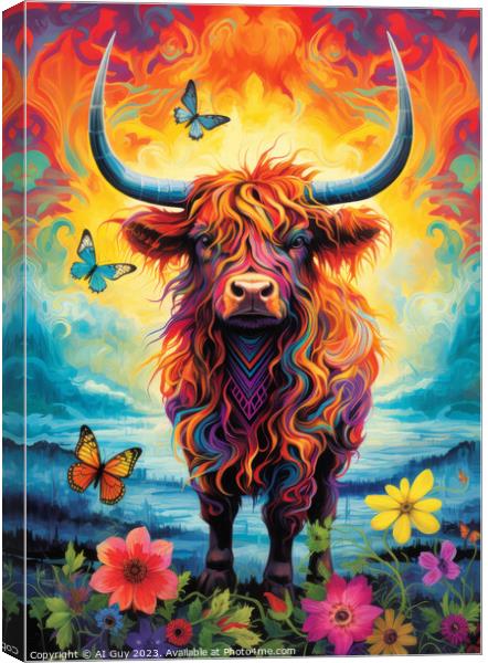 Highland Cow Digital Painting Canvas Print by Craig Doogan Digital Art