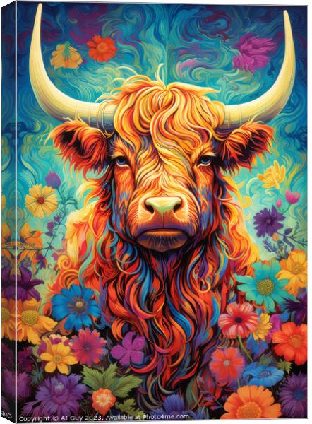 Highland Cow Digital Painting Canvas Print by Craig Doogan Digital Art