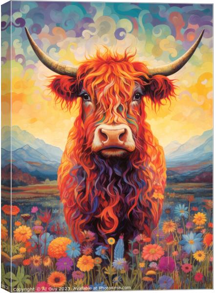 Highland Cow Digital Painting Canvas Print by Craig Doogan Digital Art