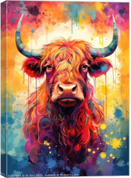 Highland Cow Digital Painting Canvas Print by Craig Doogan Digital Art