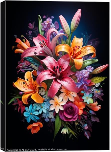 Colourful Bouquet Flower Digital Painting Canvas Print by Craig Doogan Digital Art