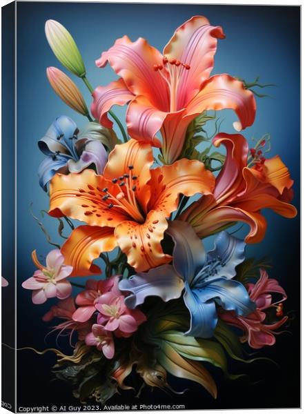 Colourful Bouquet Flower Digital Painting Canvas Print by Craig Doogan Digital Art