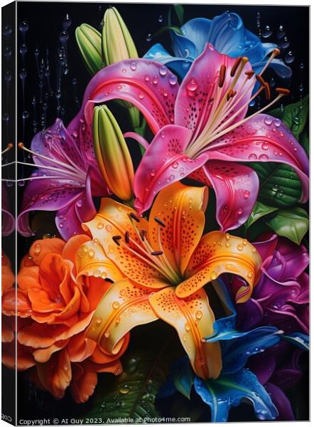 Colourful Bouquet Flower Digital Painting Canvas Print by Craig Doogan Digital Art