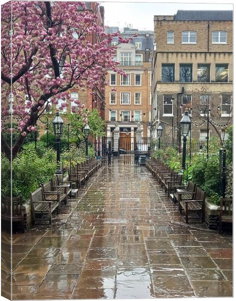 Rainy afternoon in Covent Garden  Canvas Print by Peter Lewis