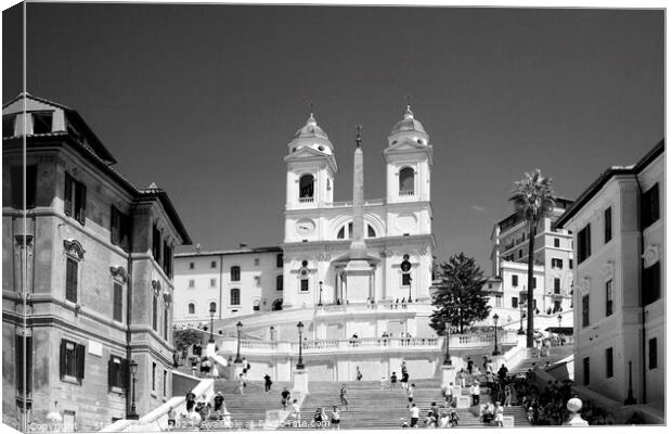 Black and White Spanish Steps - Eternal Rome Canvas Print by Stefano Senise