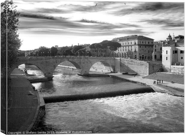 Tiber River and Lovely Tiber Island Canvas Print by Stefano Senise