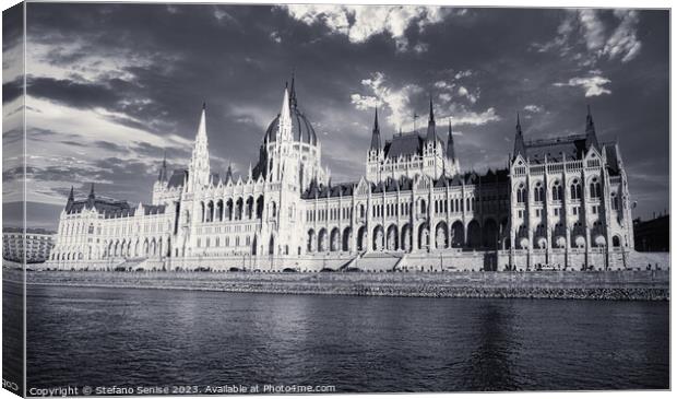 Budapest Panorama Black and White Canvas Print by Stefano Senise