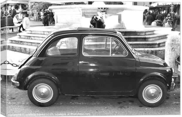 Vintage FIAT 500 on Rome street in black and white Canvas Print by Stefano Senise