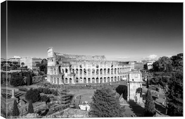 Roman Colosseum - Piazza del Colosseo Black And Wh Canvas Print by Stefano Senise
