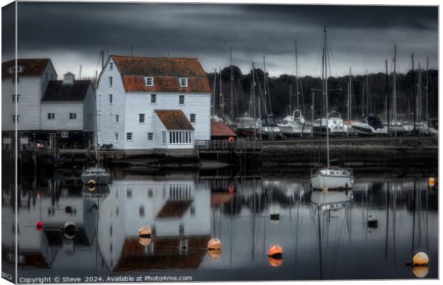 Reflections of The Tide Mill on the Banks of the River Deben, Woodbridge, Suffolk Canvas Print by Steve 