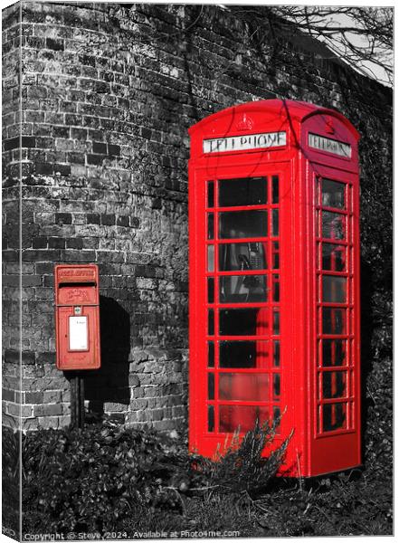 Typically British Red Telephone Box & Post Box, Shotley, Suffolk Canvas Print by Steve 