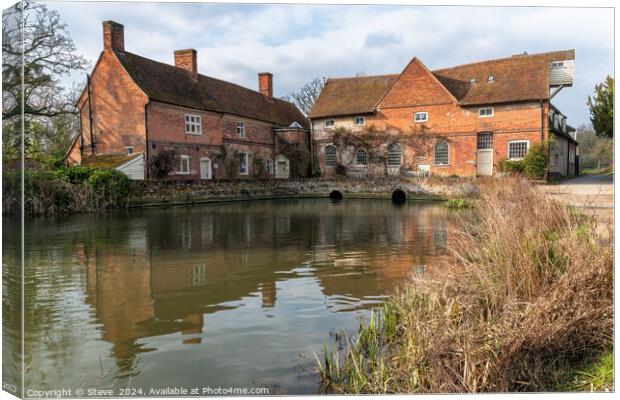 Flatford Mill & The Granary Across the River Stour, Flatford, East Bergholt, Suffolk Canvas Print by Steve 