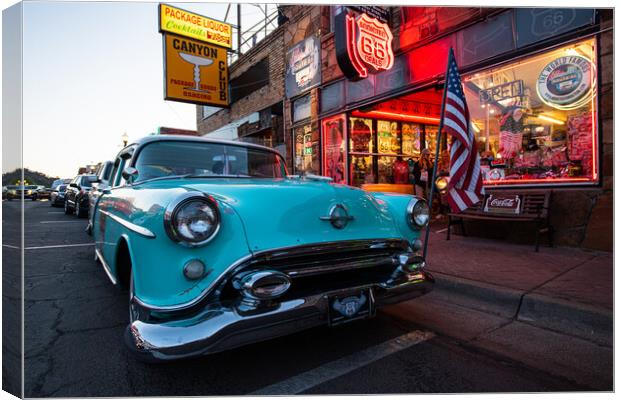American car Route 66 Canvas Print by robert walkley