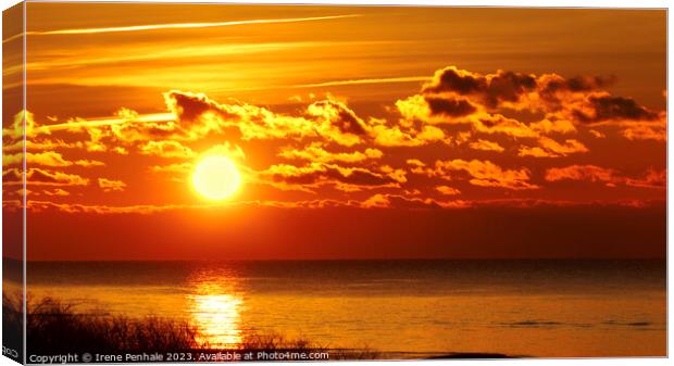 Mesmerizing Golden Sunset over Lake Erie Canvas Print by Irene Penhale