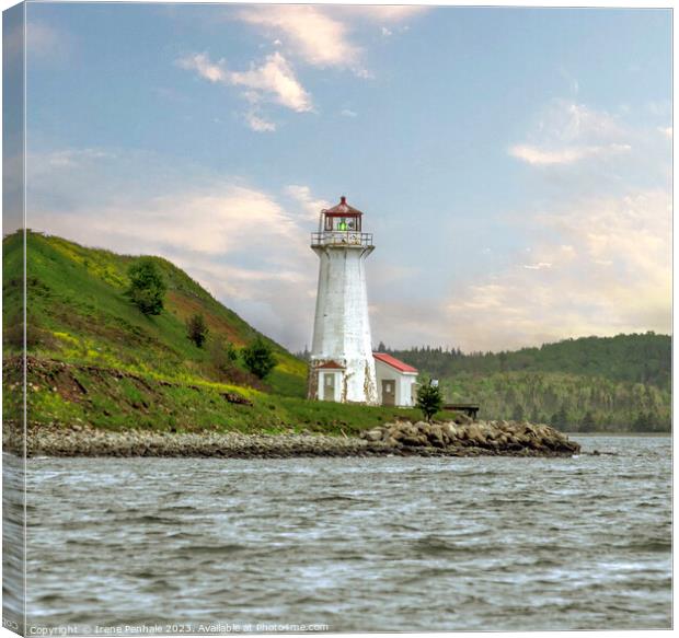 Lighthouse George Island Nova Scotia Canvas Print by Irene Penhale