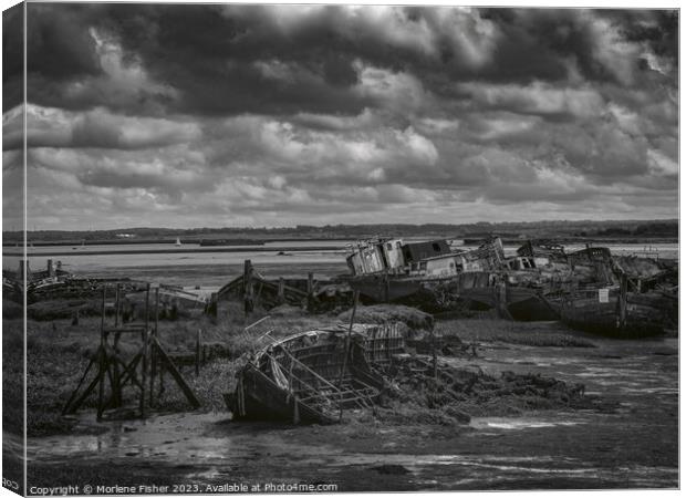 Weatherbeaten Boat Wreck in Hoo, Kent Canvas Print by Morlene Fisher