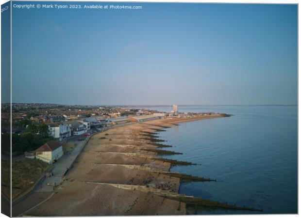 Aerial View Whitstable Harbour & Beach Canvas Print by Mark Tyson