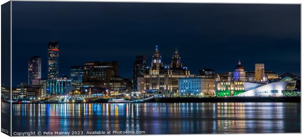 Liverpool Waterfront at Night Canvas Print by Pete Mainey