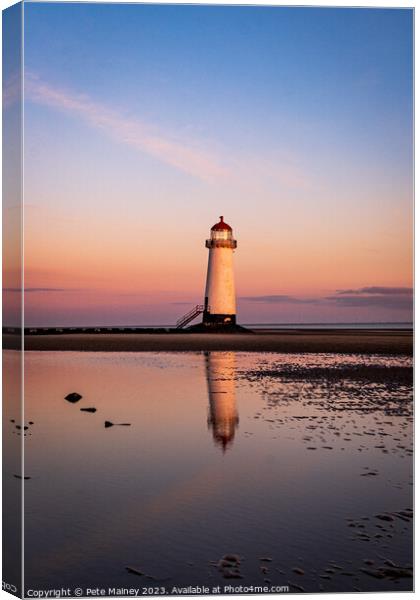 Point Of Ayr Lighthouse Canvas Print by Pete Mainey