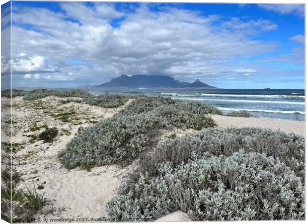 Table Mountain from Bloubergstrand Canvas Print by PT Ridge