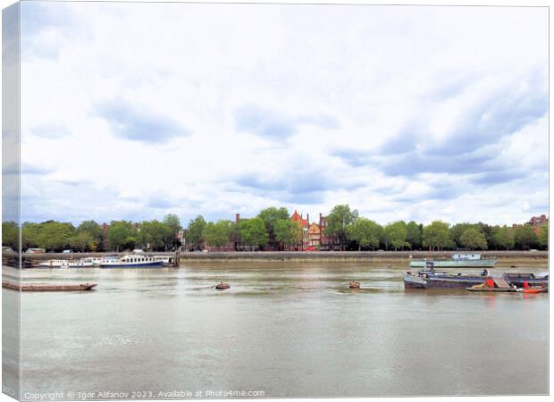 Thames View From Battersea Canvas Print by Igor Alifanov