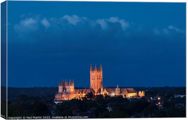 Canterbury Cathedral at Blue Hour  Canvas Print by Paul Martin