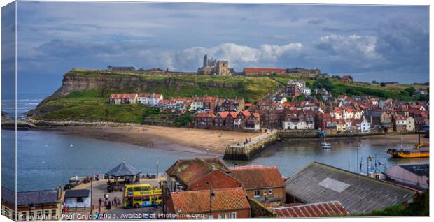 Whitby Bay Canvas Print by Paul Grubb