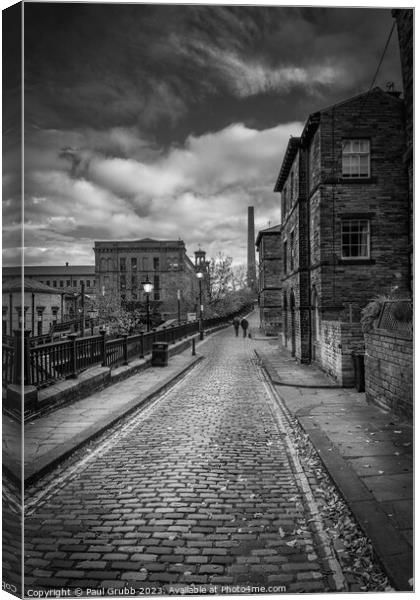 Saltaire Street in Black and White Canvas Print by Paul Grubb