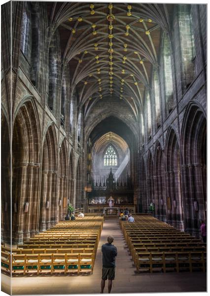 Chester Cathedral Sunbeam Canvas Print by Paul Grubb
